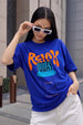 Relax Today Graphic Printed Oversized Fit Royal Blue T-Shirt