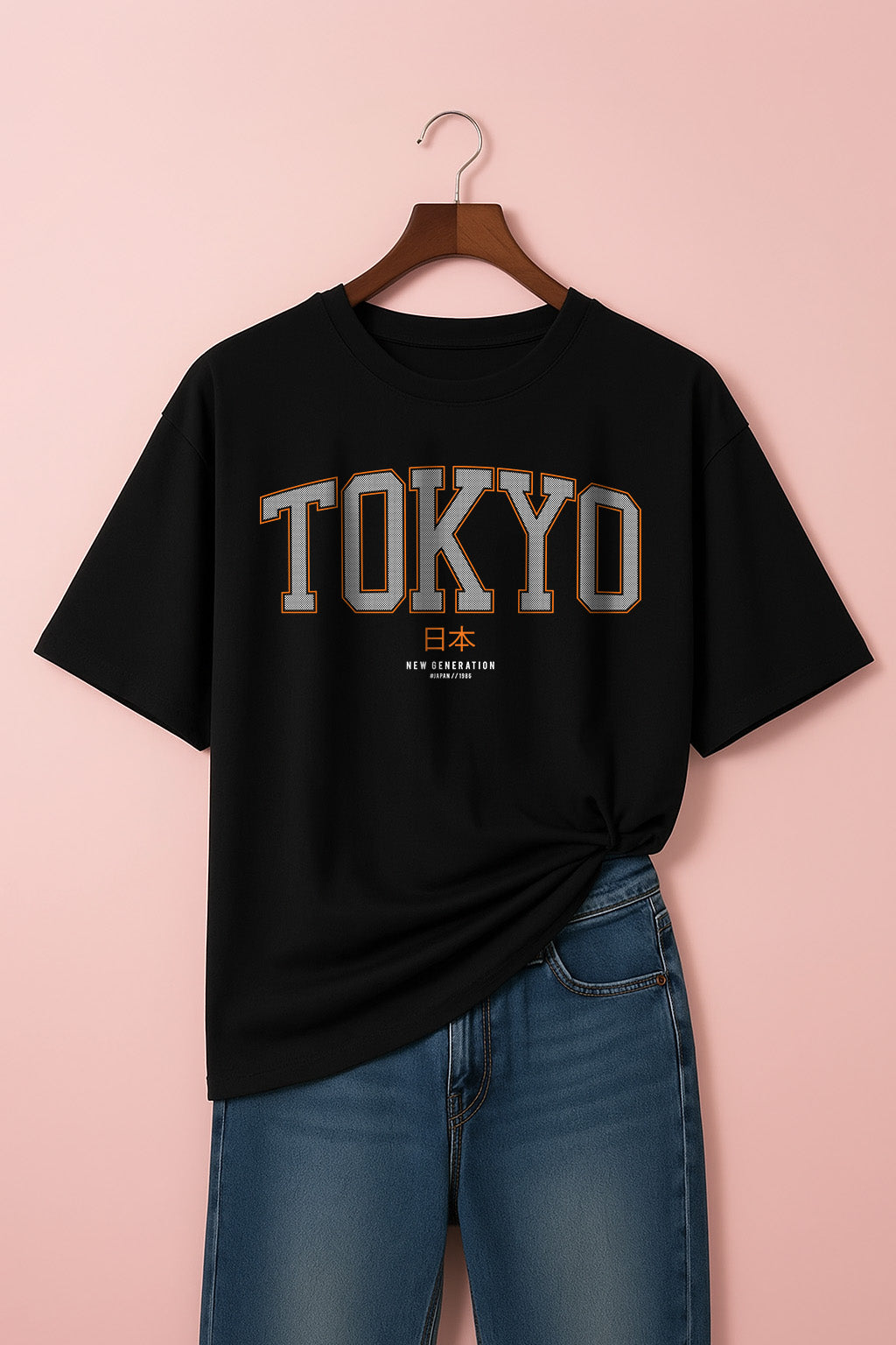 Tokyo Black Plus Size Printed T-shirt