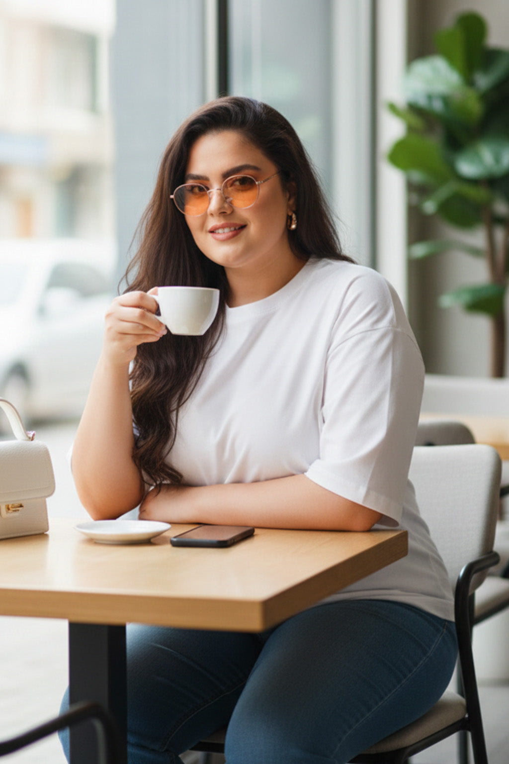 White Plain Plus Size T-shirt
