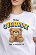 Overthink Teddy White Plus Size Printed T-shirt