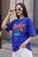 Relax Today Graphic Printed Oversized Fit Royal Blue T-Shirt