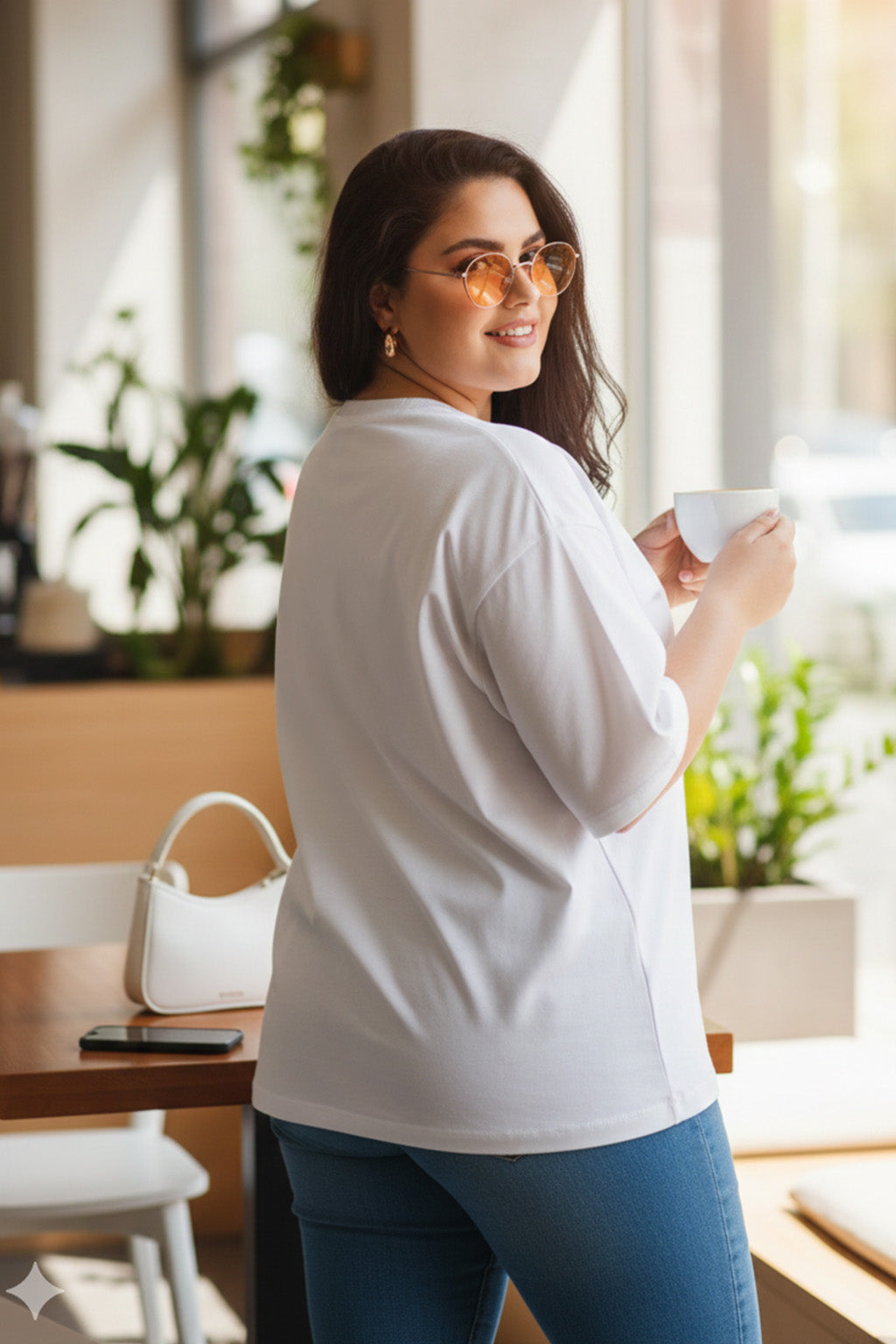 White Plain Plus Size T-shirt