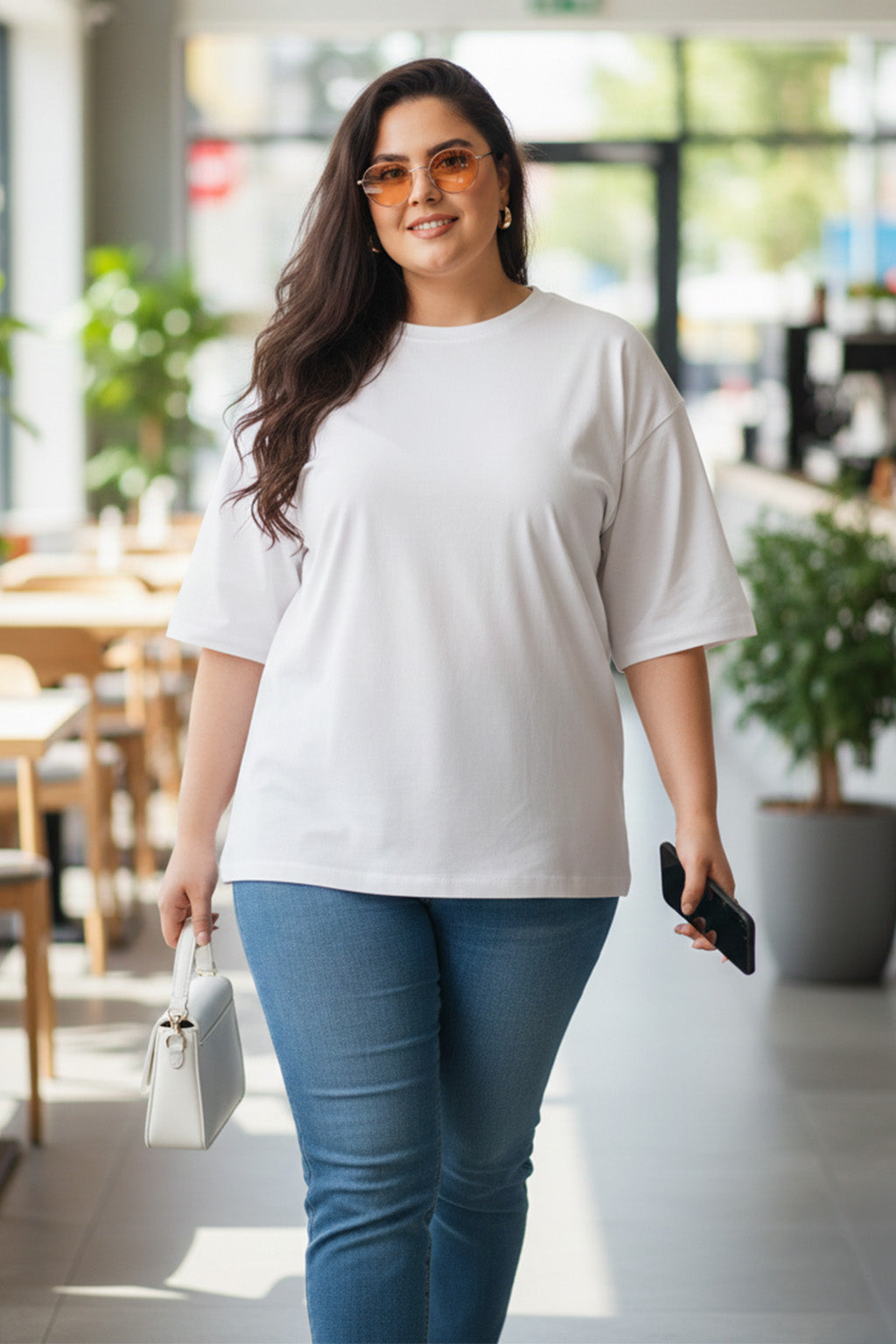 White Plain Plus Size T-shirt