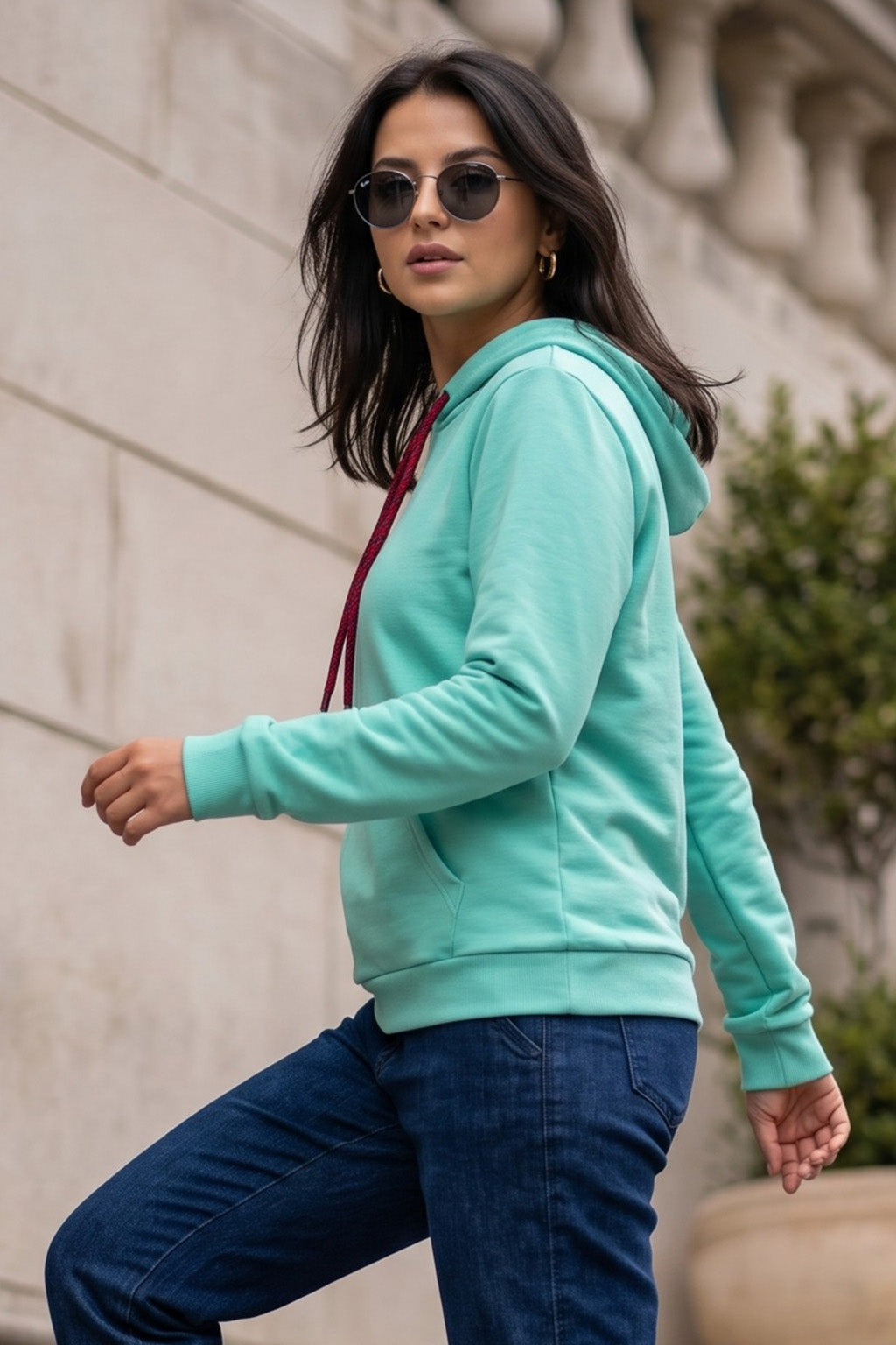 Plain Green Regular Fit Hoodie