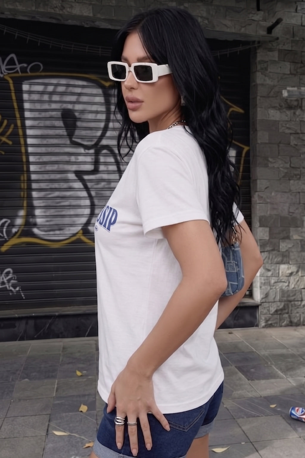 Gossip White Printed Regular Fit T-Shirt
