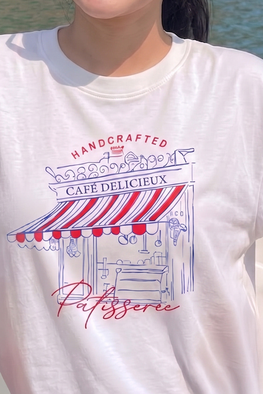 Handcrafted White Oversized Printed T-Shirt