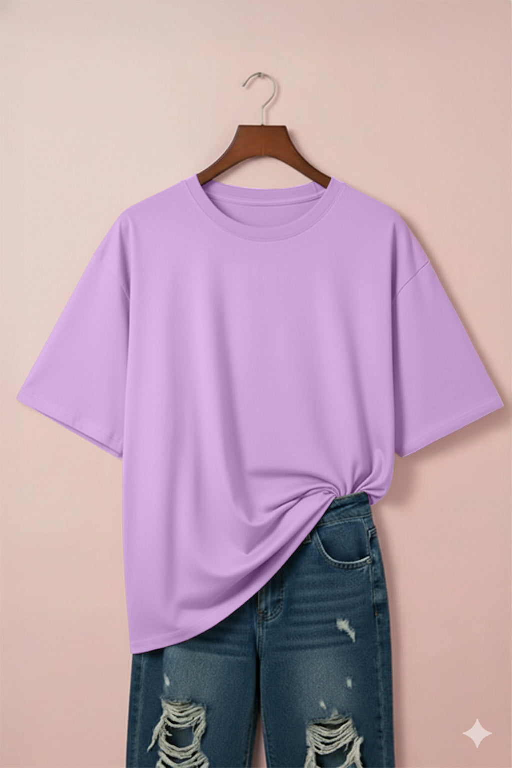 Lilac Plain Plus Size T-shirt