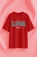 California Red Oversized Typographic T-Shirt