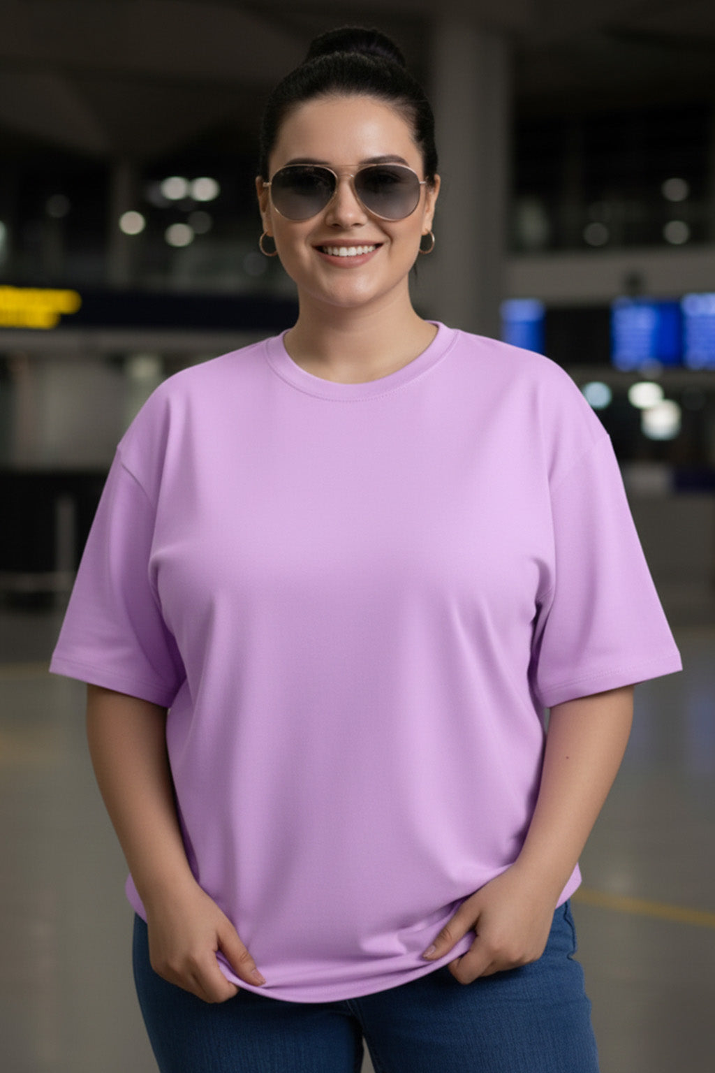 Back To Old Days Lilac Plus Size Printed T-shirt