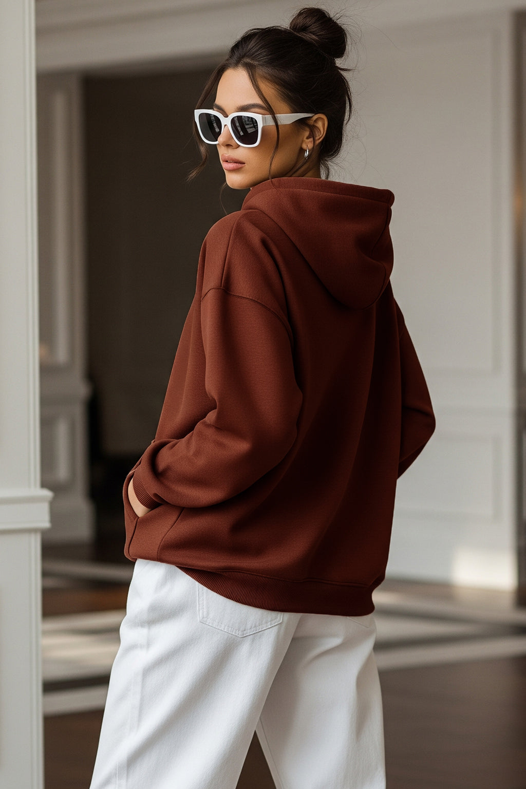 Juneberry Original Rust Graphic Printed Oversized Hoodie