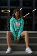 Stay High Graphic Printed Green Oversized Hoodie