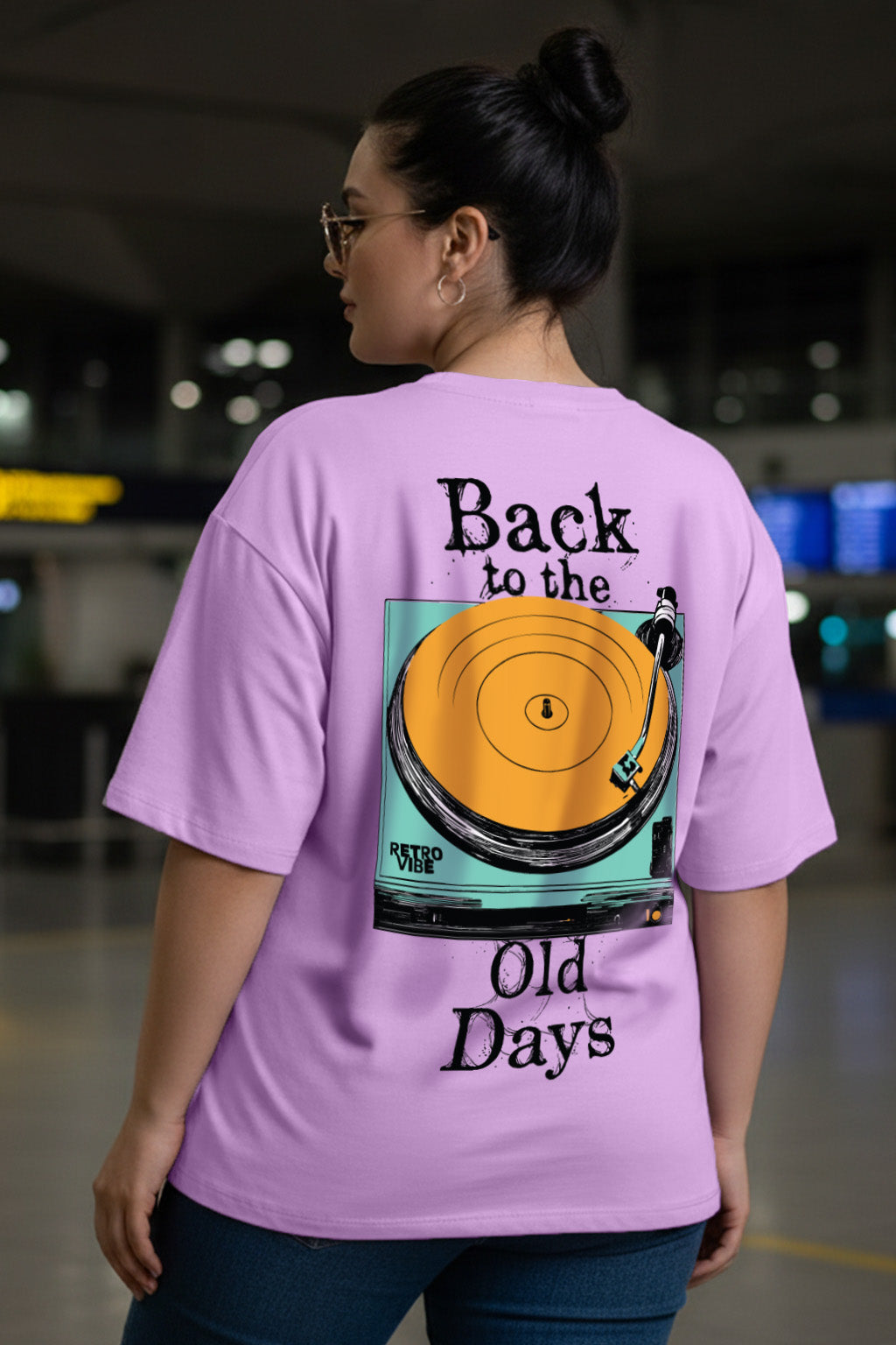 Back To Old Days Lilac Plus Size Printed T-shirt