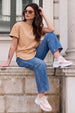 Beige Plain Boyfriend Fit T-Shirt