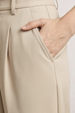 Beige High Rise Pleated Wide-Leg  Korean Pants