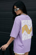 Upside Down Lilac Graphic Printed Oversized T-Shirt