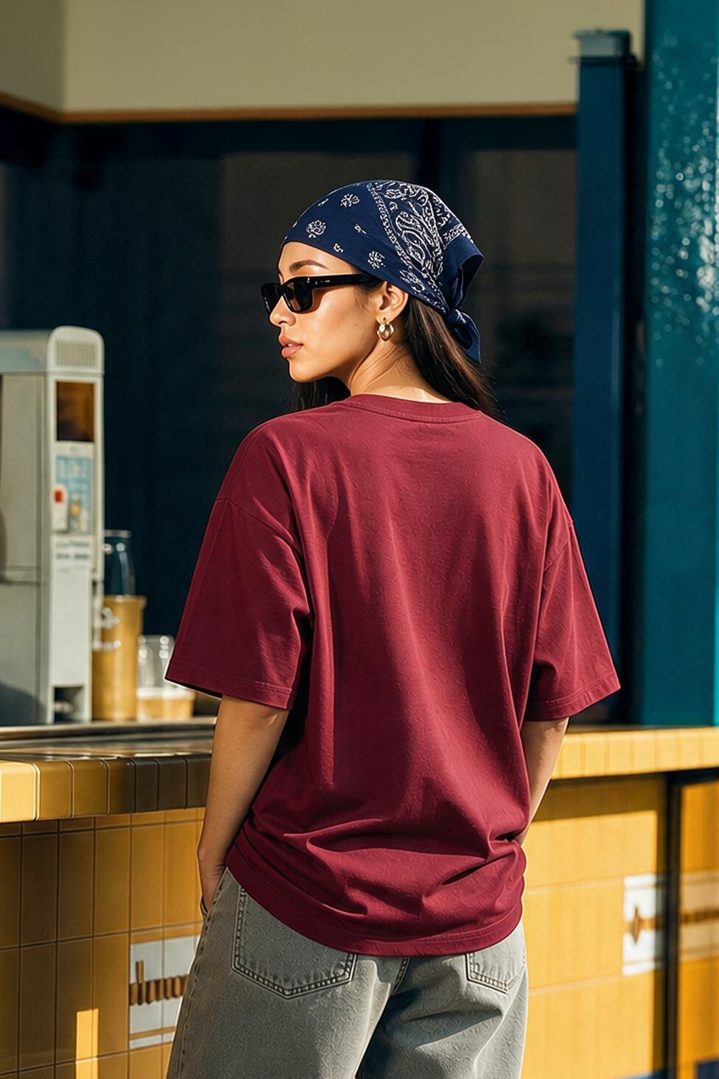 California Maroon Oversized Typographic T-Shirt