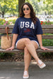 USA Navy Plus Size Printed T-shirt
