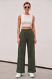 Olive Plain Wide Leg Track pant