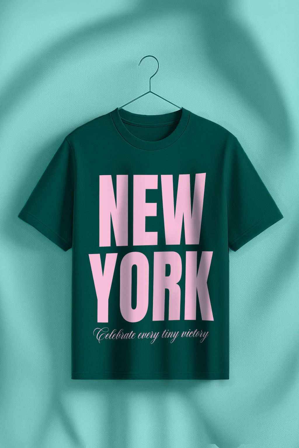 New York Green Printed Regular Fit T-Shirt
