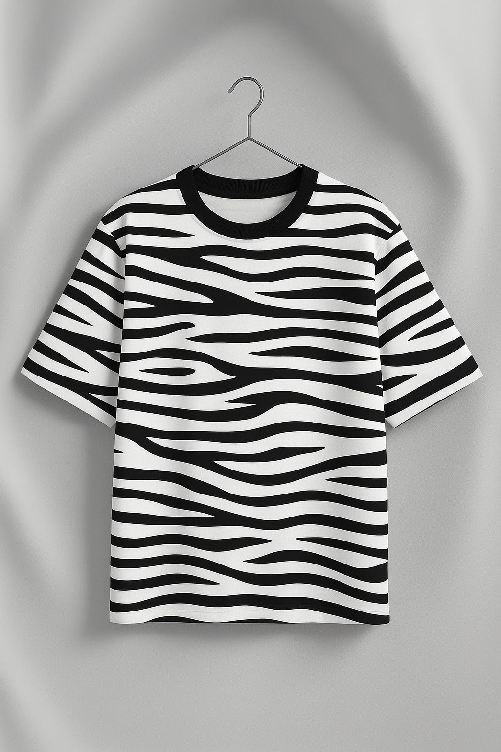 Zebra Black & White All Over Printed Plus Size T-shirt