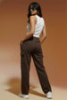 Brown Active Wear 4 Pocket Knitted Cargo Track Pant