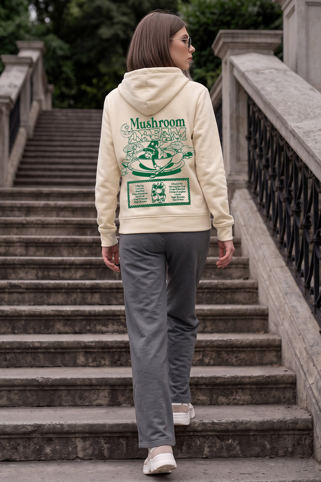 Mushroom Graphic Printed Marshmallow Regular Fit Hoodie