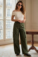 Olive Green Plain 5 Pocket Straight Fit Woven Cargo