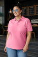 Pink Plain Plus Size Polo T-shirt