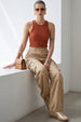 Taupe Plain 5 Pocket Straight Fit Woven Cargo