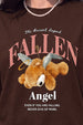 Fallen Angel Brown Oversized Printed T-Shirt