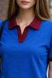 Classic Contrast Collar Blue Regular Fit Premium Pique Lycra Polo T-Shirt