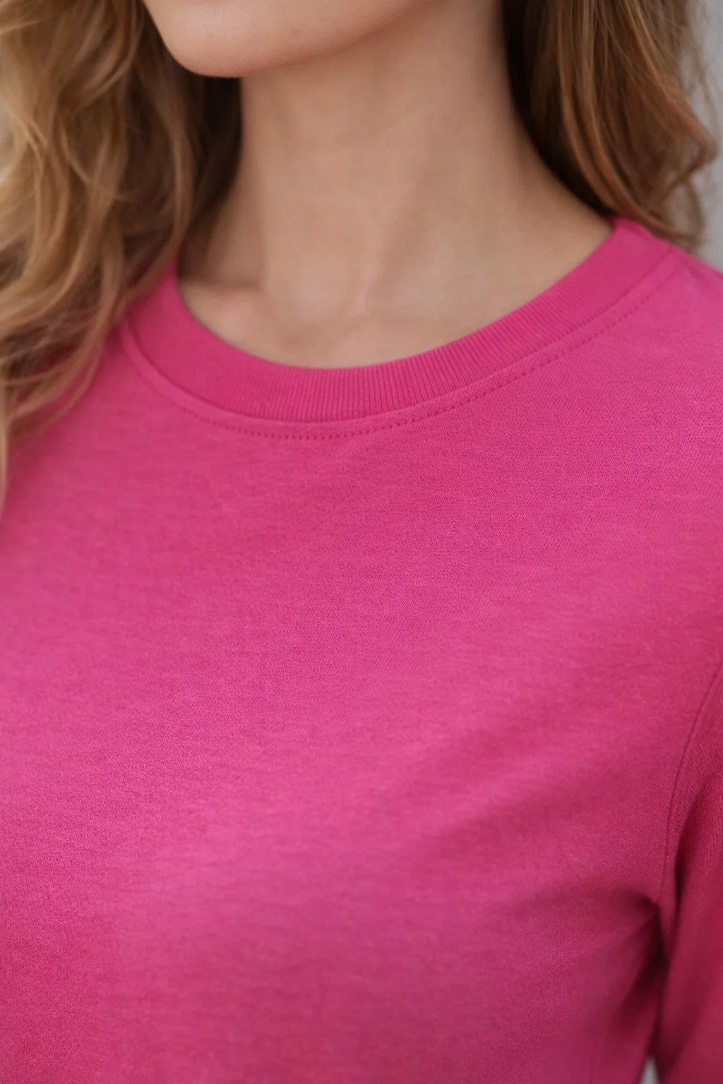 Pink Plain Full Sleeve Regular Fit T-Shirt