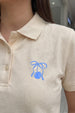 Sweet Bow Marshmallow Regular Fit Premium Pique Lycra Polo T-Shirt