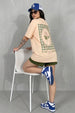 Happy Girl Swanwhite Oversized Graphic Printed T-Shirt