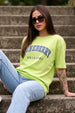 Juneberry Original Neon Green Oversized Fit Graphic T-Shirt
