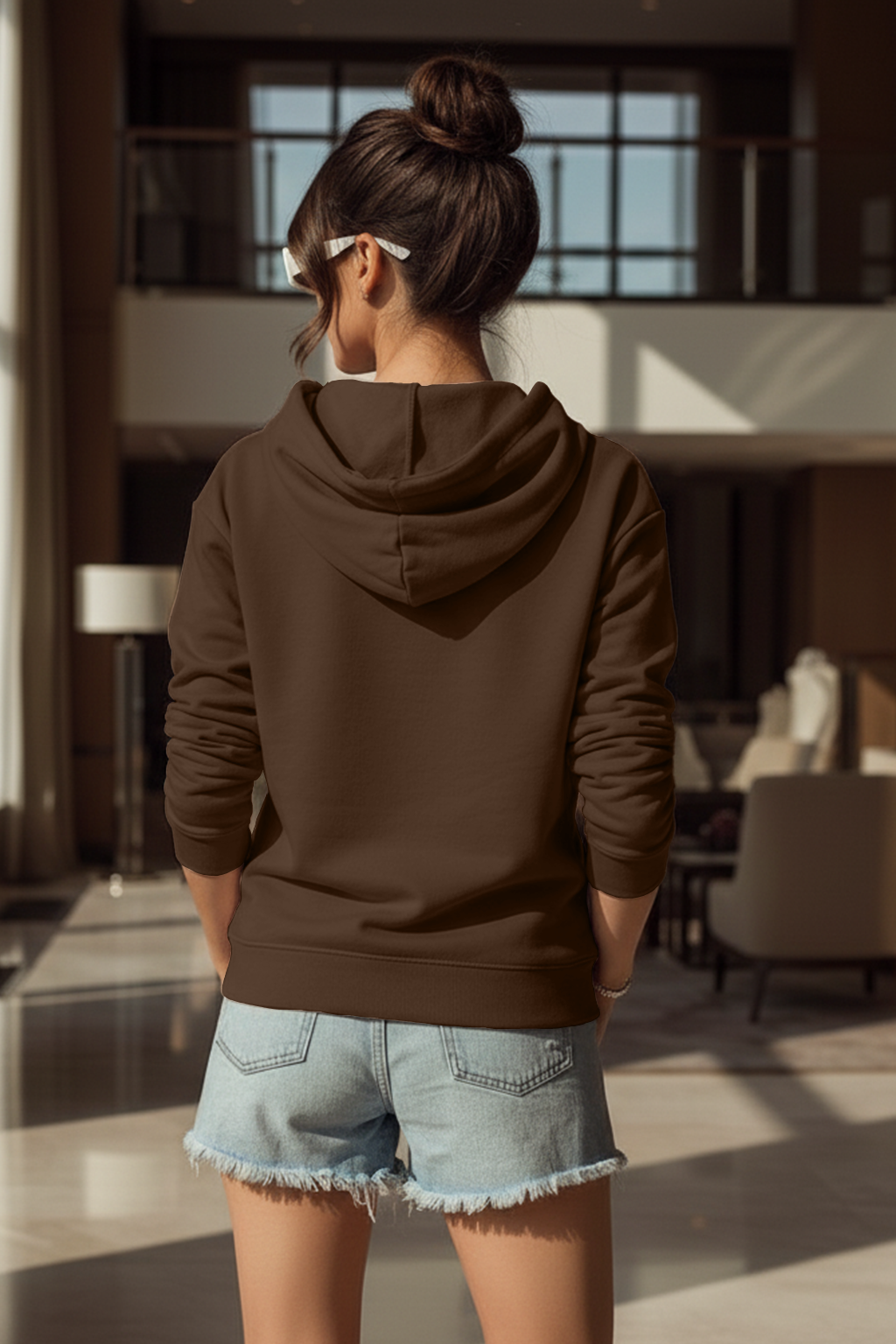 Brown Plain Spun Regular Fit Hoodie