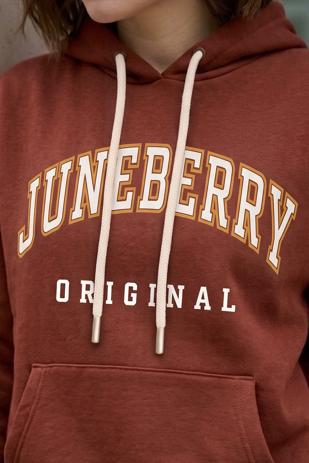 Juneberry Original Rust Graphic Printed Oversized Hoodie