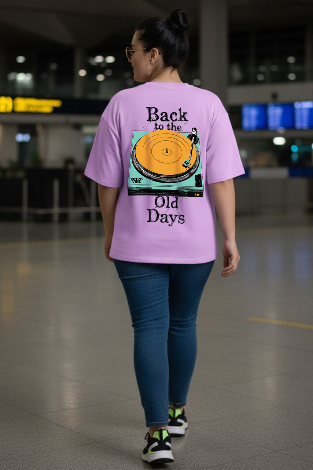 Back To Old Days Lilac Plus Size Printed T-shirt