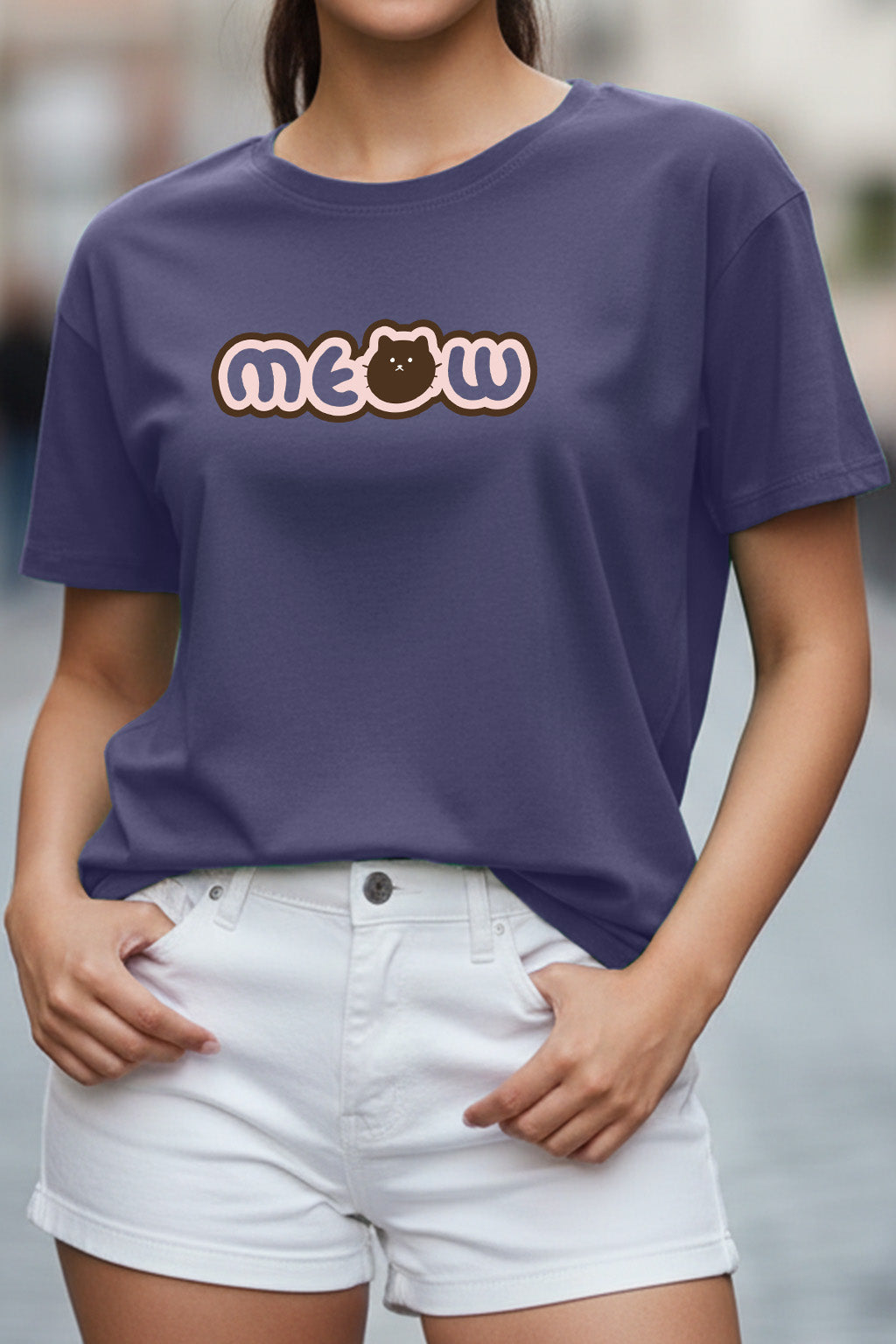 Meow Future Dusk Printed Regular Fit T-Shirt