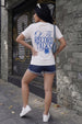 Gossip White Printed Regular Fit T-Shirt