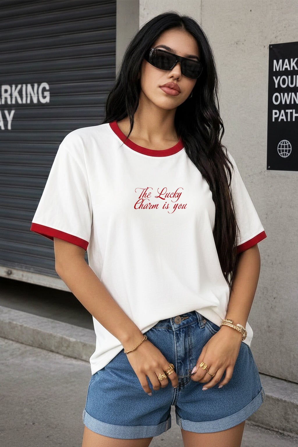 Lucky Charm White Printed Regular Fit T-Shirt