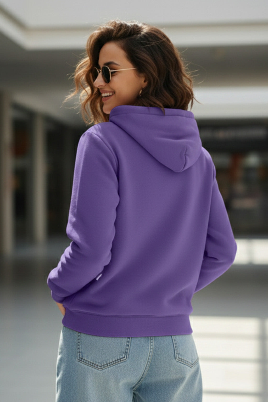 Plain Purple Regular Fit Hoodie
