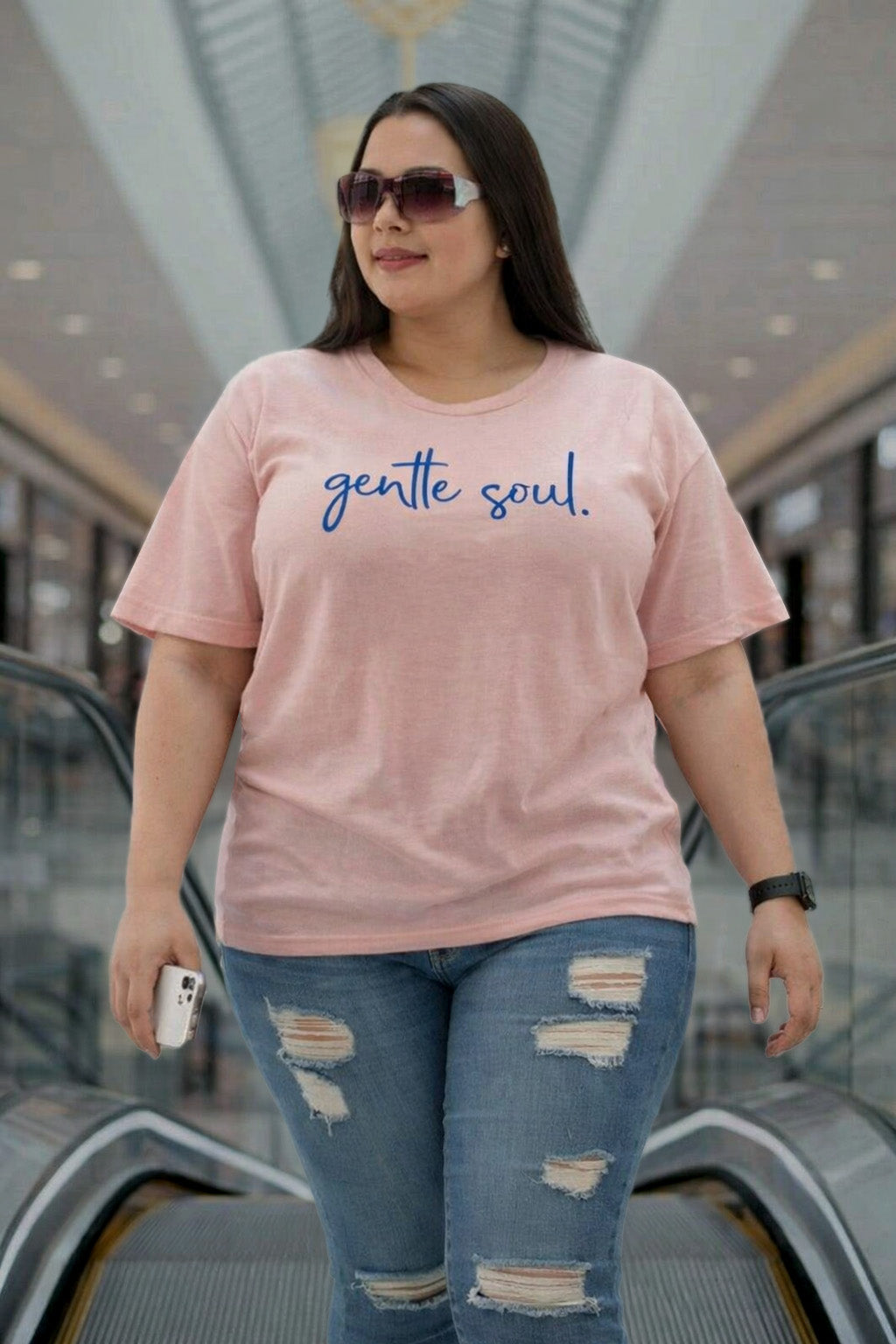 Gentle Soul Rose Water Plus Size Printed T-shirt