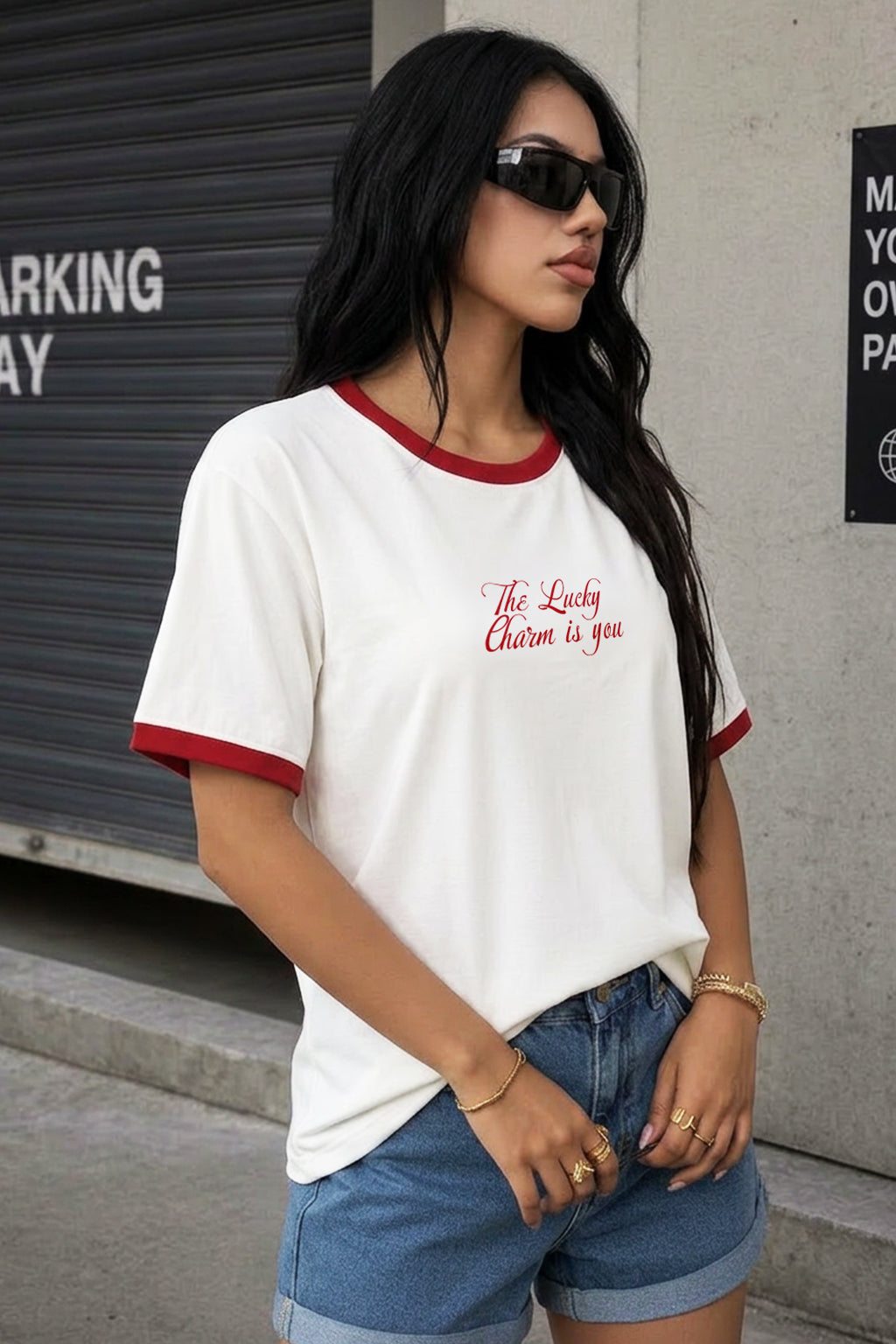 Lucky Charm White Printed Regular Fit T-Shirt
