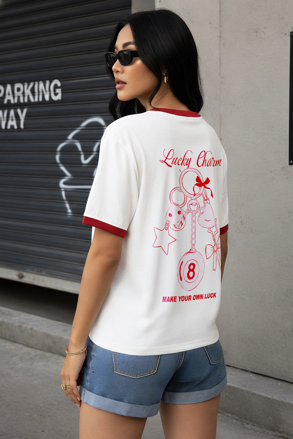 Lucky Charm White Printed Regular Fit T-Shirt