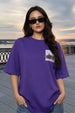 Secret Garden Purple Oversized Graphic Printed T-Shirt