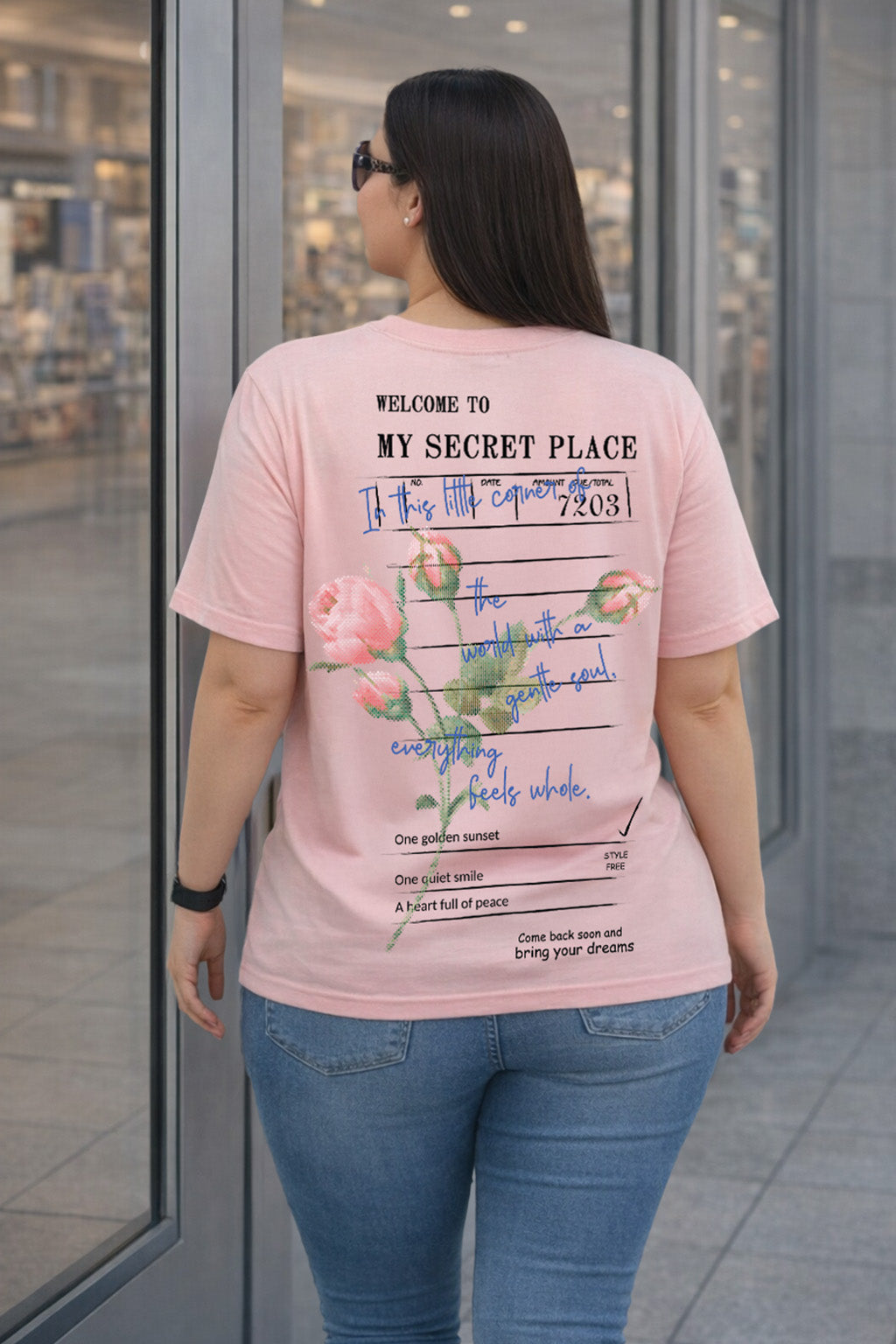 Gentle Soul Rose Water Plus Size Printed T-shirt