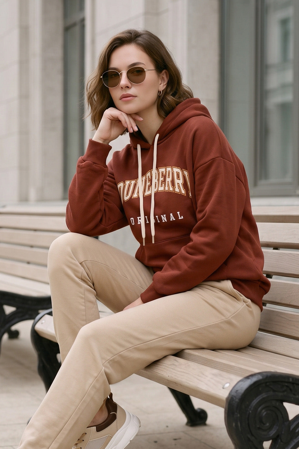 Juneberry Original Rust Graphic Printed Oversized Hoodie