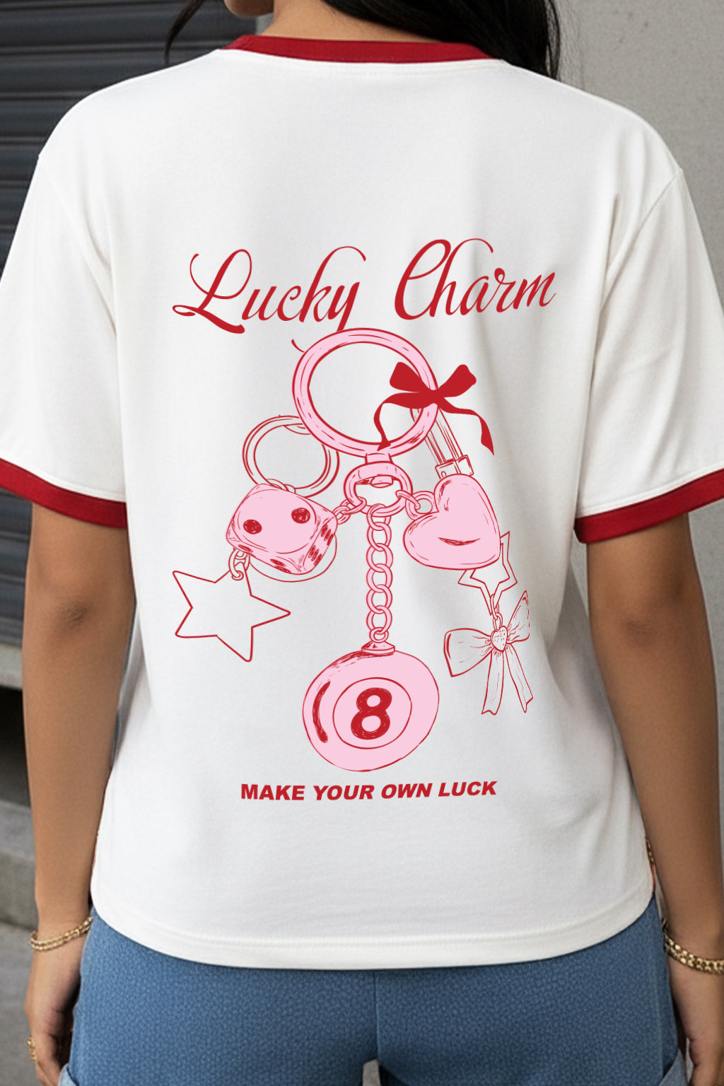 Lucky Charm White Printed Regular Fit T-Shirt