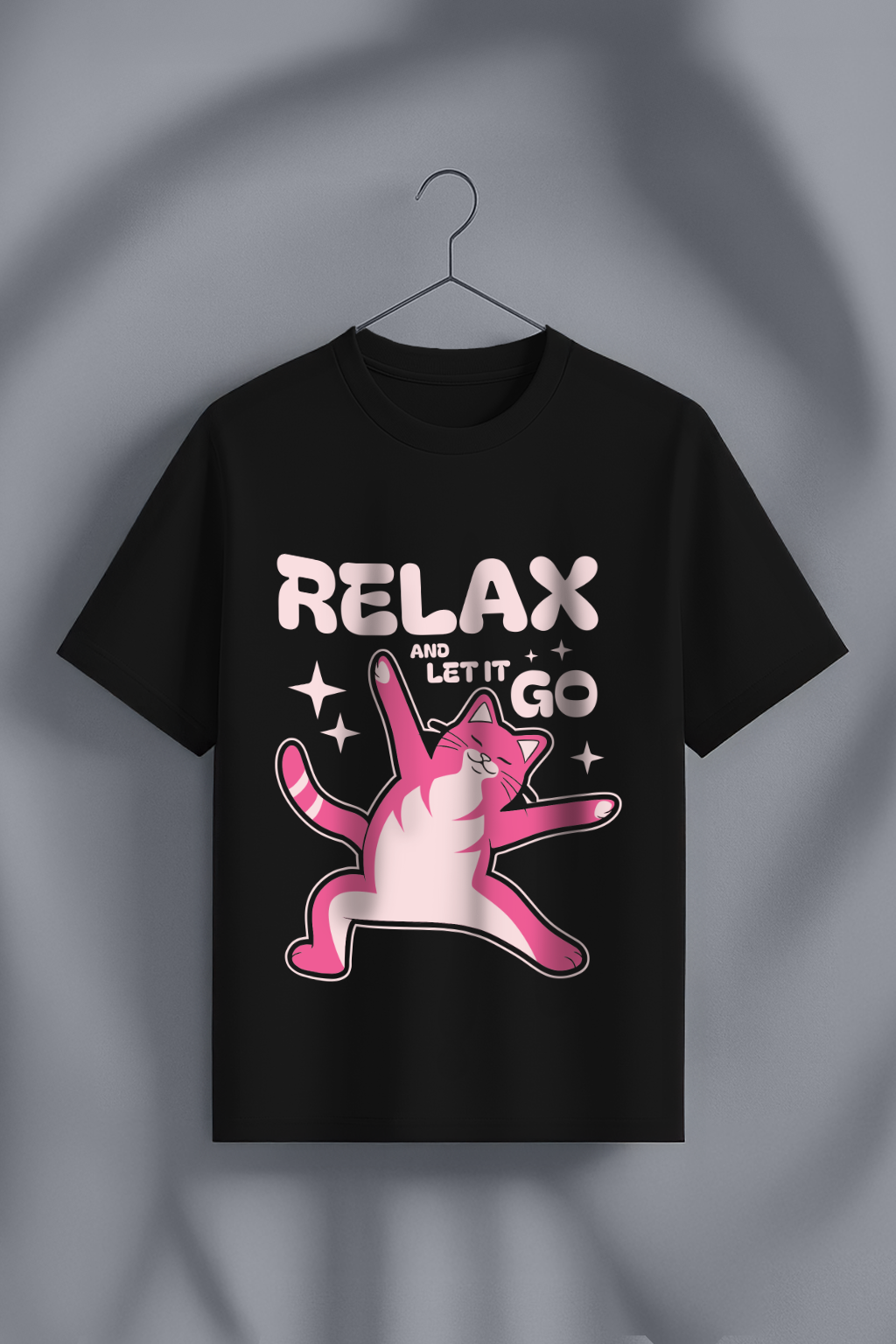 Relax Black Printed Regular Fit T-Shirt